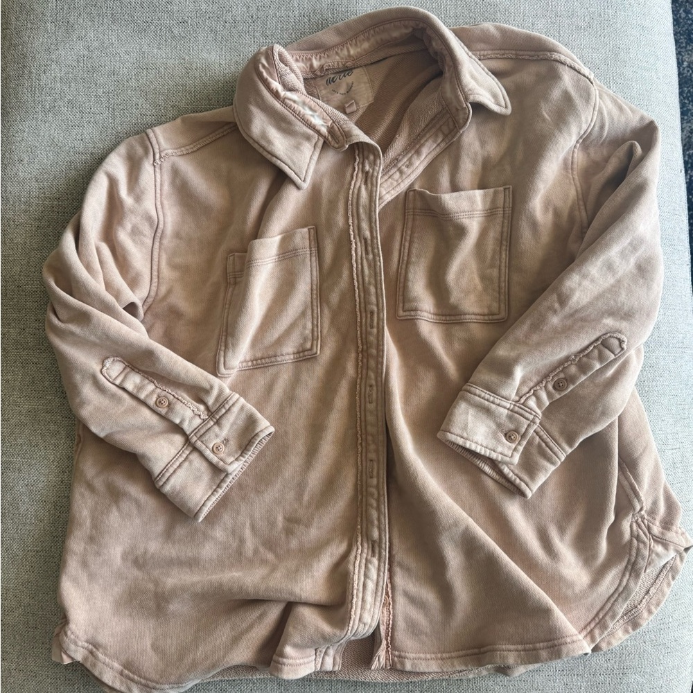 aerie Washed Mauve Button-Front Utility Shirt